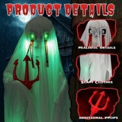 Karl Home 4.3ft Halloween Decorations Outdoor Animatronics Ghost With Trident