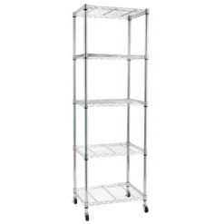 Karl Home 23.62 In.W Steel Height -Adjustable Shelving Unit With Wheels