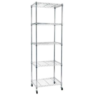 Karl Home 23.62 In.W Steel Height -Adjustable Shelving Unit With Wheels 3 Karl Home 23.62 In.W Steel Height -Adjustable Shelving Unit With Wheels