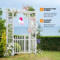 Karl Home 85 In.White Pvc Garden Arbor With Gate -Karl Home Shop GUEST be3a981e 47e6 49b2 b834 4ffd485e35f8