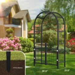 Karl Home 86 In. Black Pvc Garden Arbor With Gate