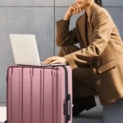 Karl Home 3 Piece Set Of Vertical Striped Trolley Cases (20in, 24in, 28in) ABS PC Material Black -Karl Home Shop GUEST c235cae4 f920 4e60 b39e f62aa8984b55