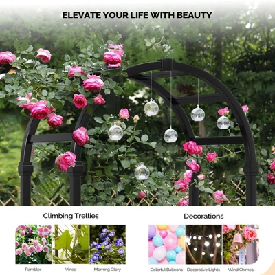 Karl Home 7.2FT Black PVC Garden Arbor 5 Karl Home 7.2FT Black PVC Garden Arbor - Image 3