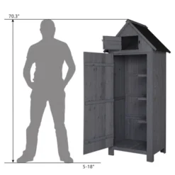 Karl Home 70'' H Gray Solid Wood Outdoor Storage Shed