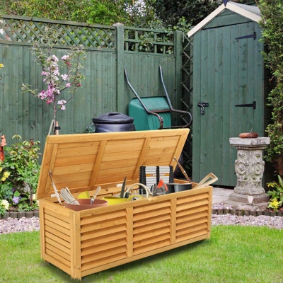 Karl Home 41 Gal Yellow Wood Storage Deck Box 3 Karl Home 41 Gal Yellow Wood Storage Deck Box