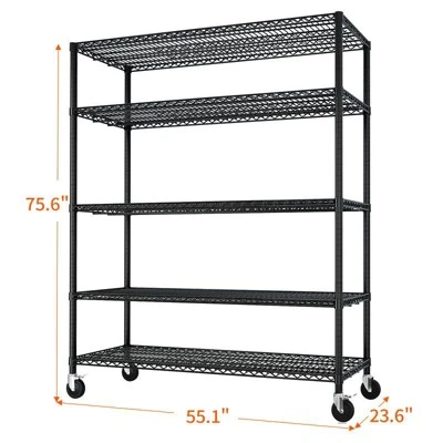 Karl Home Heavy Duty Storage Adjustable Metal Shelves 55.12inch W Wire Shelving Unit With Wheels 3200LBS NSF 6 Karl Home Heavy Duty Storage Adjustable Metal Shelves 55.12inch W Wire Shelving Unit With Wheels 3200LBS NSF - Image 4