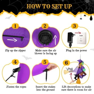 Karl Home 3.9 FT Halloween Inflatable Witch Riding Broom Broke Out From Window Outdoor Decorations 3 Karl Home 3.9 FT Halloween Inflatable Witch Riding Broom Broke Out From Window Outdoor Decorations - Image 2