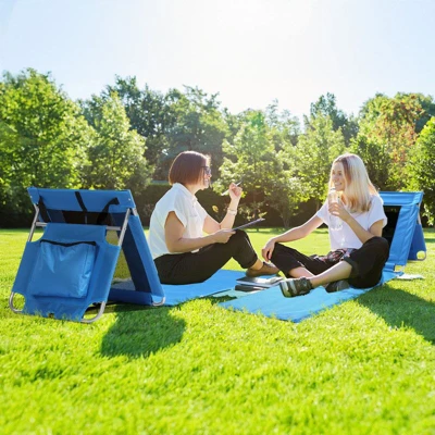 Karl Home Patio Blue Lightweight Foldable Beach Mat Lounge Chair 7 Karl Home Patio Blue Lightweight Foldable Beach Mat Lounge Chair - Image 5