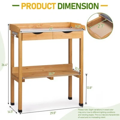 Outdoor Fir Wood Garden Potting Bench With Drawer 3 Outdoor Fir Wood Garden Potting Bench With Drawer