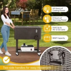 Karl Home 80 QT Brown Patio Cooler Cart -Karl Home Shop GUEST cd932e87 907b 4f78 8220 09535b0385fa