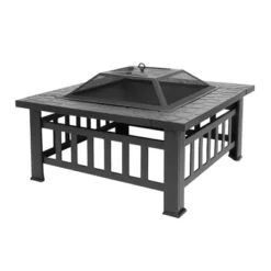 Karl Home | 31 In. Black Metal Patio Square Fire Pit -Karl Home Shop GUEST ce04dc32 3de7 442e b072 3f2ec5298e22