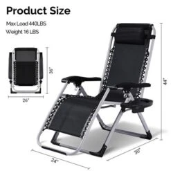 Karl Home Patio Folding Zero Gravity Chair With Blue Cushion