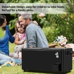 Karl Home Black Detachable 80 Qt. Outdoor Rolling Cooler Cart -Karl Home Shop GUEST d00f3827 9ad8 418d ac6a a843c808ff23