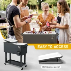Karl Home 80 QT Dary Gray Patio Cooler Cart -Karl Home Shop GUEST d1812c11 6d49 4dae 821c c151f83440f5