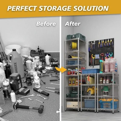 Karl Home 8 Tier Heavy Duty Adjustable Metal Traneka 70.87inch H Wire Shelving Unit With Wheels 1344 LBS NSF 8 Karl Home 8 Tier Heavy Duty Adjustable Metal Traneka 70.87inch H Wire Shelving Unit With Wheels 1344 LBS NSF - Image 6