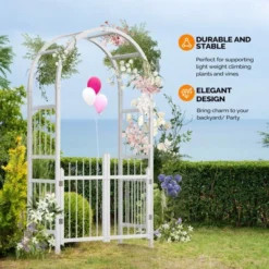 Karl Home 86 In.White Pvc Garden Arbor With Gate -Karl Home Shop GUEST d1ae2017 9930 41ec bf58 18b063636dea
