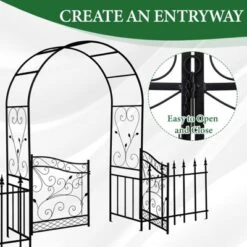 Karl Home 7.2 FT Outdoor Metal Arbor With Gate And Fence -Karl Home Shop GUEST d3901e05 a80c 4b94 be6f 31a814392f60