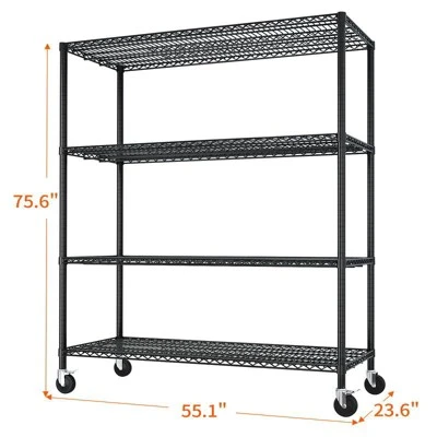 Heavy Duty Storage Metal Adjustable Shelves Wire Shelving Unit With Wheels 2500LBS NSF 6 Heavy Duty Storage Metal Adjustable Shelves Wire Shelving Unit With Wheels 2500LBS NSF - Image 4