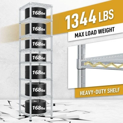 Karl Home 8 Tier Heavy Duty Adjustable Metal Traneka 70.87inch H Wire Shelving Unit With Wheels 1344 LBS NSF 7 Karl Home 8 Tier Heavy Duty Adjustable Metal Traneka 70.87inch H Wire Shelving Unit With Wheels 1344 LBS NSF - Image 5