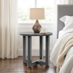 Karl Home Patio Gray Round Metal Side Table -Karl Home Shop GUEST d5b2e880 68c8 4b9a acf7 48dcdddab693