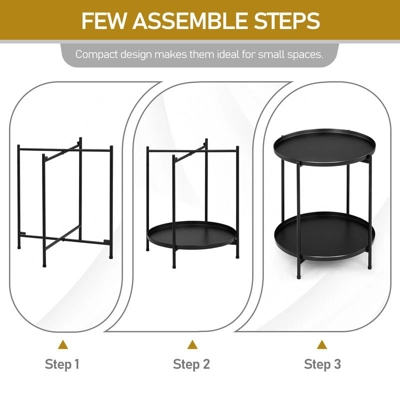 Karl Home|Black Patio Steel Side Table With Two Layers 5 Karl Home|Black Patio Steel Side Table With Two Layers - Image 3