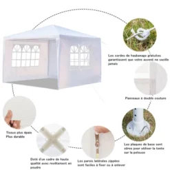 Karl Home | 10 Ft. X 10 Ft. White Iron-Framed PE-Clothed Party Tent With 3 Sidewalls