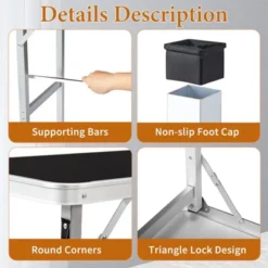 Karl Home Patio Black Portable Folding Bar Table With Shelf -Karl Home Shop GUEST d6e47290 34c0 4ba0 842f 6ab20a731f77