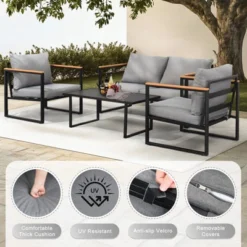 Karl Home Patio 4-Piece Metal Conversation Set With Cushions 15 Karl Home Patio 4-Piece Metal Conversation Set With Cushions -Karl Home Shop GUEST d6f67d77 c14b 4106 b24f 5baa50d6f381