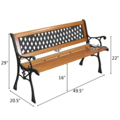 Karl Home|49 In. Metal And Wood Ourdoor Bench