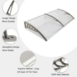 Karl Home | 77 In. W X 9.8 In. D Brown Polycarbonate Cover Awning -Karl Home Shop GUEST da0effac 0fa8 4008 a24c 72785f99d3de