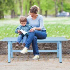 Karl Home | 47 In. HDPE Patio Bench With Metal Legs -Karl Home Shop GUEST dc458849 39a9 45ed a335 e38458636ac6