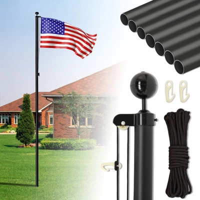 Karl Home Black Sectional Aluminum Alloy Flag Pole Kit 5 Karl Home Black Sectional Aluminum Alloy Flag Pole Kit - Image 3