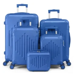 Karl Home 5 Piece Set ABS Trolley Cases Iron Trolley Rod Green