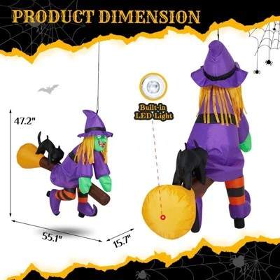 Karl Home 3.9 FT Halloween Inflatable Witch Riding Broom Broke Out From Window Outdoor Decorations 2 Karl Home 3.9 FT Halloween Inflatable Witch Riding Broom Broke Out From Window Outdoor Decorations