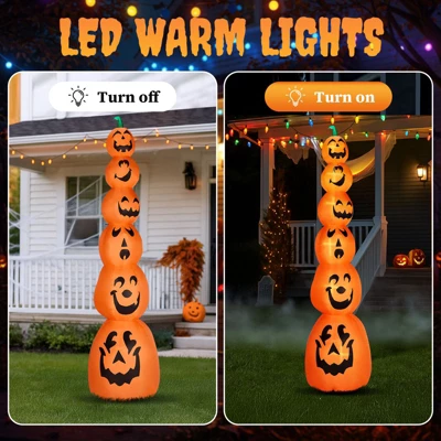 Karl Home 9FT Halloween Inflatable Stacked Pumpkins Outdoor Decoration 8 Karl Home 9FT Halloween Inflatable Stacked Pumpkins Outdoor Decoration - Image 6