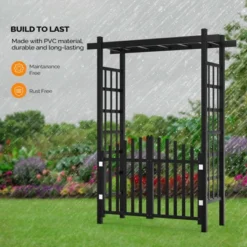 Karl Home 85 In. Black Pvc Garden Arbor With Gate -Karl Home Shop GUEST e713445f 84ac 4d78 8fb3 2c03ed8be6a2