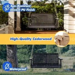 Karl Home | 4ft 2-Personn Black Outdoor Fir Wood Hanging Porch Swing