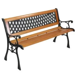Karl Home|49 In. Metal And Wood Ourdoor Bench -Karl Home Shop GUEST ebab3256 ab04 4034 a54c 8bf7b29c9091