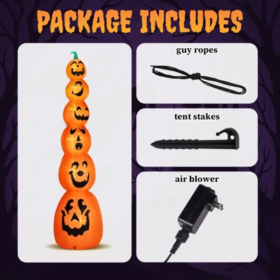 Karl Home 9FT Halloween Inflatable Stacked Pumpkins Outdoor Decoration 7 Karl Home 9FT Halloween Inflatable Stacked Pumpkins Outdoor Decoration - Image 5