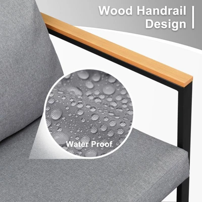 Karl Home Patio 4-Piece Metal Conversation Set With Cushions 6 Karl Home Patio 4-Piece Metal Conversation Set With Cushions - Image 4