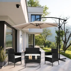 Karl Home 4-Piece Wicker Patio Conversation Set With White Cushions -Karl Home Shop GUEST efb03e15 3af2 45cc bbd2 d10dd04fc85a