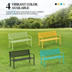 Karl Home | 50 In. Metal Outdoor Bench (7 Colors Available) -Karl Home Shop GUEST f0603f9b 1019 42cd 97c7 23570c8d2c10