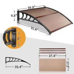 Karl Home | Winado 39.8 In. W X 9.8 In. D Brown Cover Retractable Window Awning