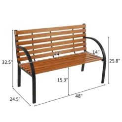 Karl Home|48 In. Metal And Wood Outdoor Bench