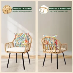 Patio 5-Piece Wicker Dining Set With Cushions -Karl Home Shop GUEST f5871e12 d8a3 4d4d a7a6 d41d10181313