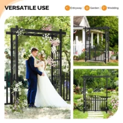 Karl Home 85 In. Black Pvc Garden Arbor With Gate
