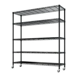 Karl Home Heavy Duty Storage Adjustable Metal Shelves Wire Shelving Unit With Wheels 1200LBS NSF