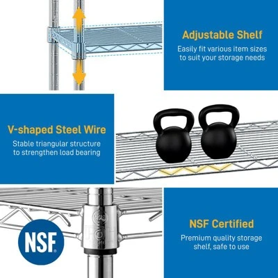 Karl Home 27in. W Metal Height -Adjustable Shelving Unit With Wheels 7 Karl Home 27in. W Metal Height -Adjustable Shelving Unit With Wheels - Image 5